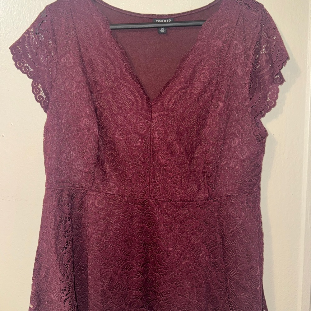 Torrid Deep Red Lace Blouse